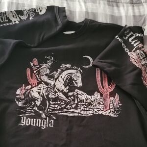 YOUNG LA - Black Cowboy Graphic Sweat Shirt